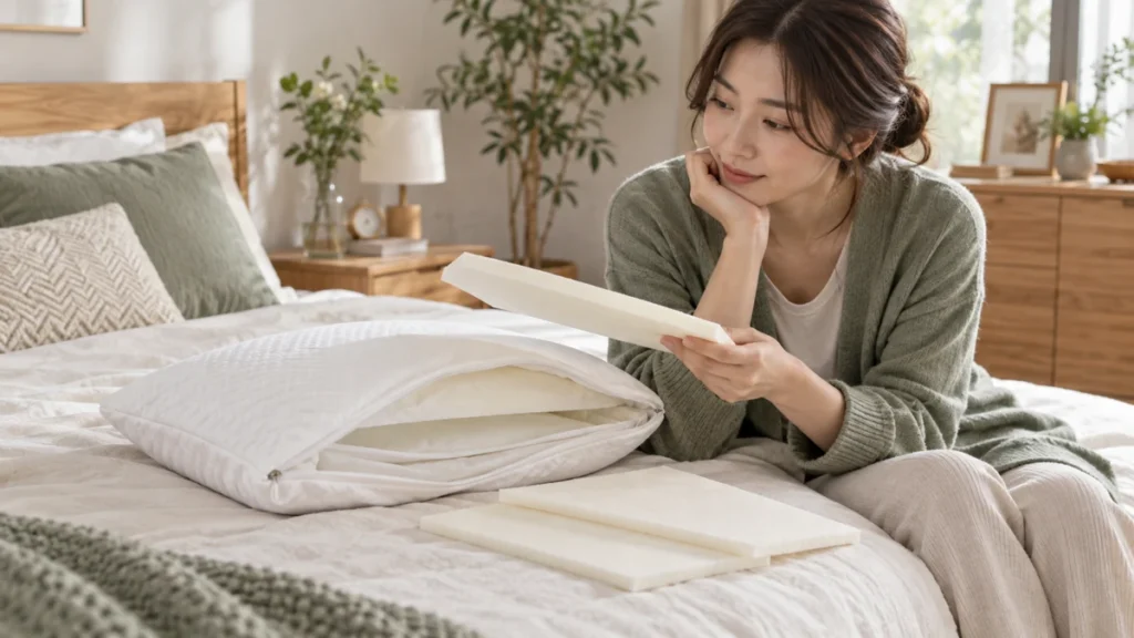 枕の高さ調整シートを比べるイメージ