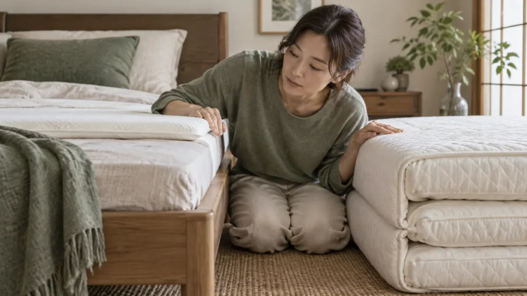 三つ折り マットレス おすすめの選び分けを示すイメージ